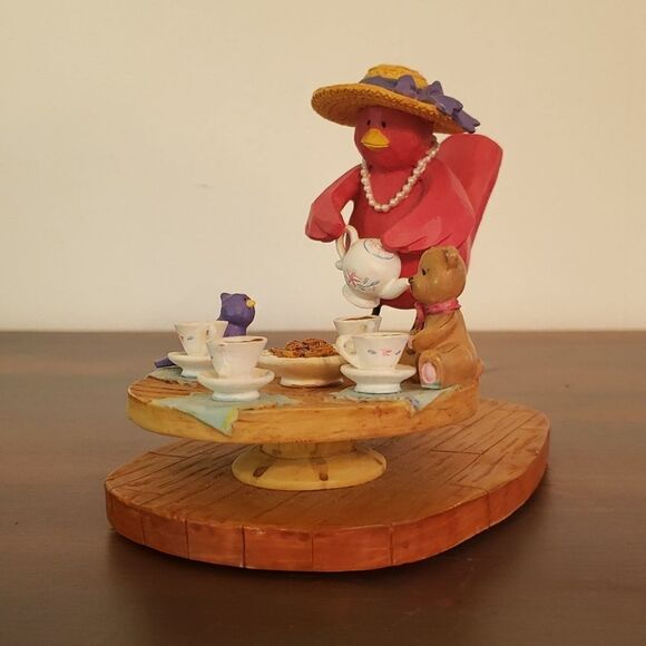 Vintage RUSS Red Bird Tea Party Resin Decor "Tweet Along With Me" #13056 - Picture 2 of 9